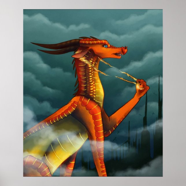 Póster Alas de peligro de la cubierta de fuego del dragón (Frente)