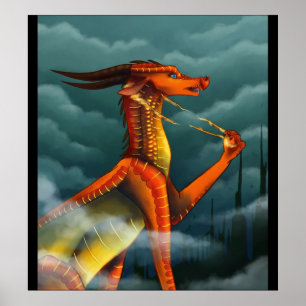 Póster Alas de peligro de la cubierta de fuego del dragón