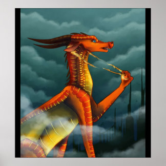 Póster Alas de peligro de la cubierta de fuego del dragón