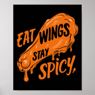 Póster Alas de pollo ala caliente pollo cocinado comida r