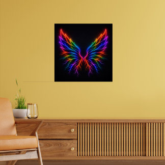 Póster Alas de relámpago neón vibrante en pared de espect