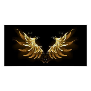 Póster Alas del Ángel de Oro sobre fondo negro