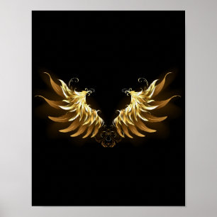 Póster Alas del Ángel de Oro sobre fondo negro