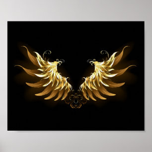 Póster Alas del Ángel de Oro sobre fondo negro