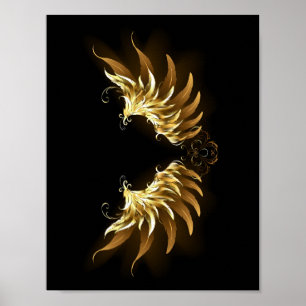 Póster Alas del Ángel de Oro sobre fondo negro