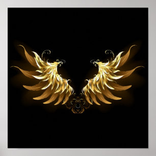 Póster Alas del Ángel de Oro sobre fondo negro