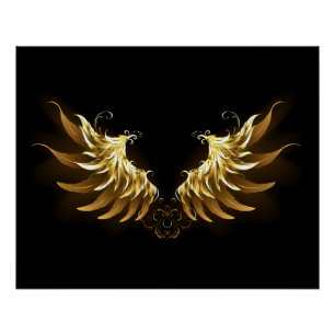 Póster Alas del Ángel de Oro sobre fondo negro