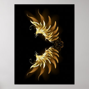 Póster Alas del Ángel de Oro sobre fondo negro