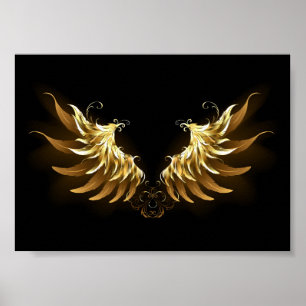 Póster Alas del Ángel de Oro sobre fondo negro