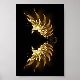 Póster Alas del Ángel de Oro sobre fondo negro