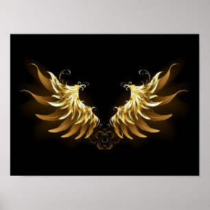 Póster Alas del Ángel de Oro sobre fondo negro