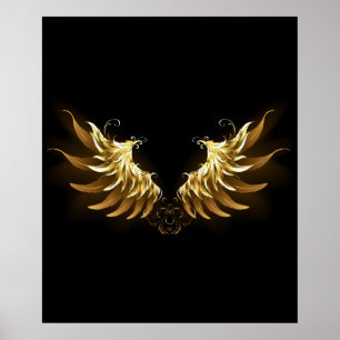 Póster Alas del Ángel de Oro sobre fondo negro
