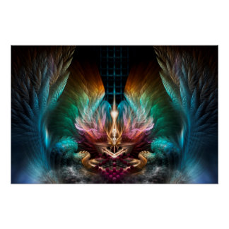 Póster Alas Del Arte De Ala Fractal Artilíneo Resumen
