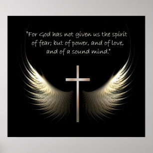 Póster Alas del Espíritu Santo con versos de cruz y escri