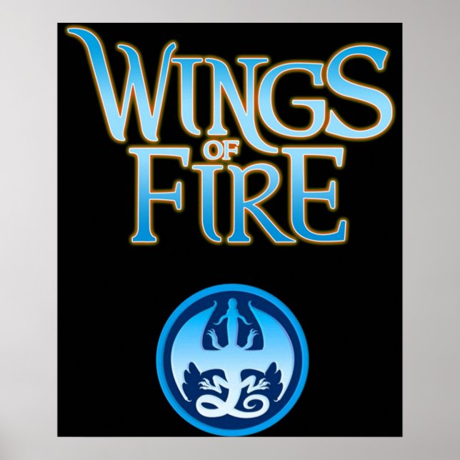 Póster alas lagartijas del logo del fuego de dragón (Frente)