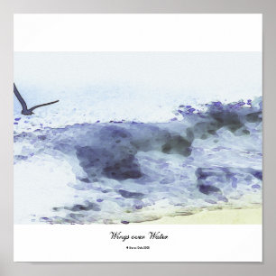 Póster Alas sobre el agua   Acuarela