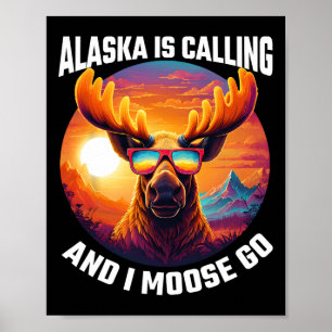 Póster Alaska Alce Turista Viaje Divertido Aventura de Al