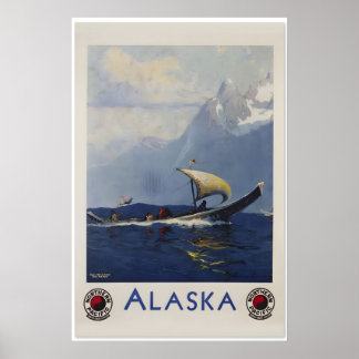Póster Alaska años 20 Ferrocarril del Pacífico Norte Anti