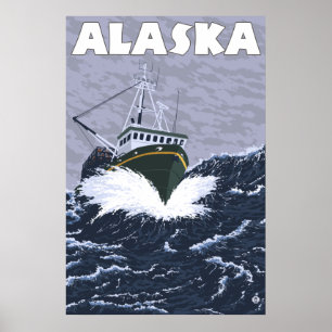Póster Alaska - Barco de cangrejo