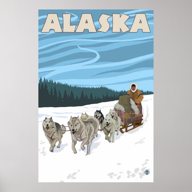 Póster Alaska - Dogsledding (Frente)