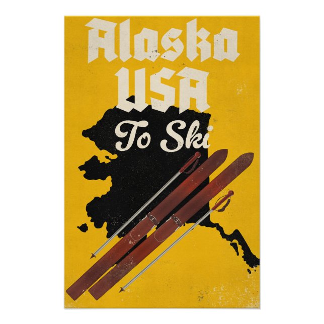 Póster Alaska EE. UU. Para Esquiar (Anverso)
