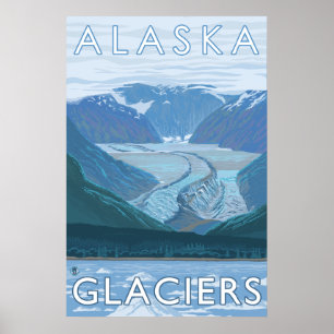 Póster Alaska - escena grande del glaciar