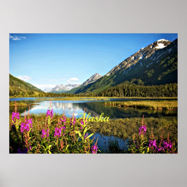 Póster Alaska escénico, etiquetado (Frente)