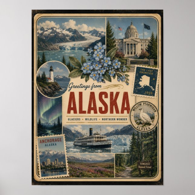 Póster Alaska Estilo Vintage Auténtico (Frente)