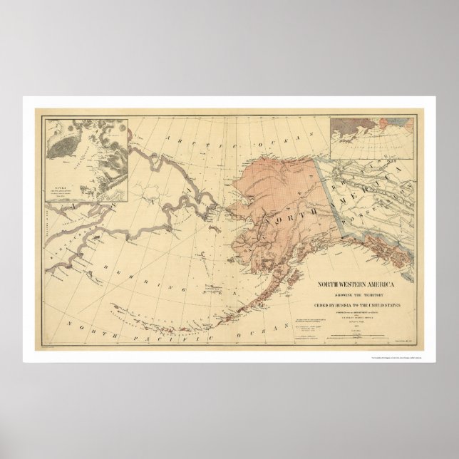 Póster Alaska Mencionado Por El Mapa De Rusia De 1867 (Frente)