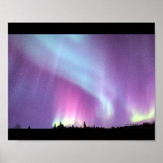 Póster Alaska Northern Lights Sky Night Beautiful