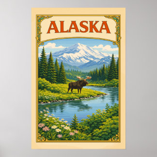 Póster Alaska Reno Ciervo Bosque