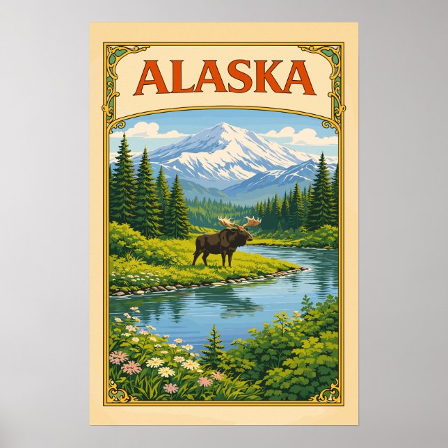 Póster Alaska Reno Ciervo Bosque (Frente)