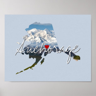 Póster Alaska State Photo Insert y nombre de la ciudad