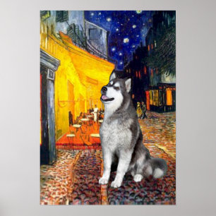 Póster Alaskan Malamute - Café en la terraza