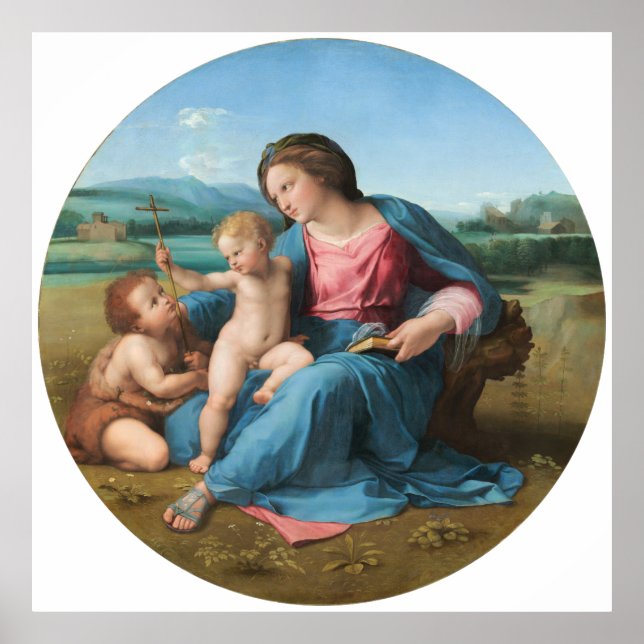 Póster Alba Madonna Raphael Renaissance Antecedentes blan (Frente)