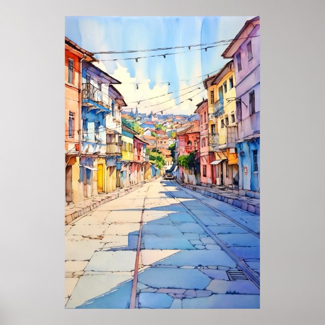 Póster Albania Tirana Old Street Painting (Frente)