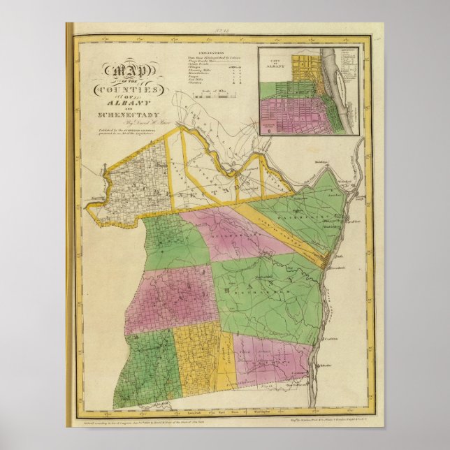 Póster Albany, condados de Schenectady (Frente)