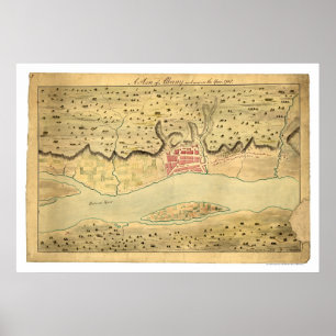 Póster Albany New York Early Map 1758