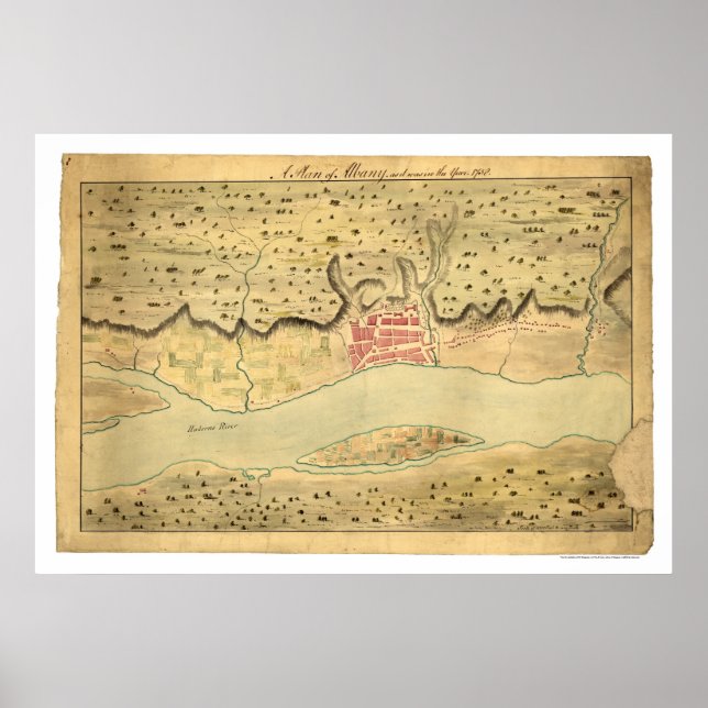 Póster Albany New York Early Map 1758 (Frente)