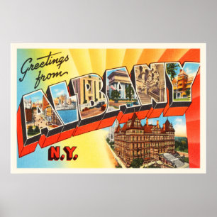 Póster Albany New York NY Old Vintage Travel Souvenir