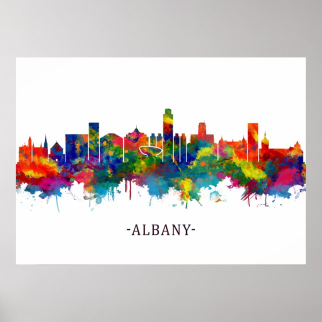 Póster Albany New York Skyline (Frente)