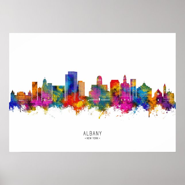 Póster Albany New York Skyline (Frente)