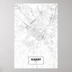 Póster Albany, Nueva York (negro sobre blanco)