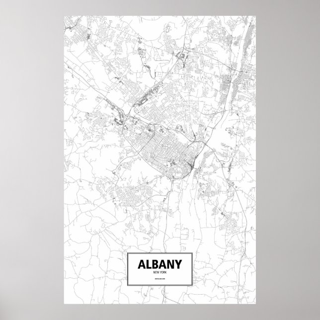 Póster Albany, Nueva York (negro sobre blanco) (Frente)