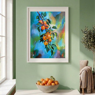 Póster Albaricoques en una Rama de Verano Pintura de Alfr