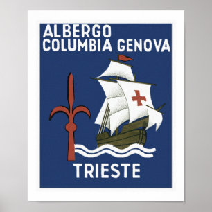 Póster Albergo Columbia Génova ~ Trieste
