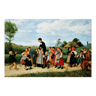Póster Albert Anker - Der Schulspaziergang