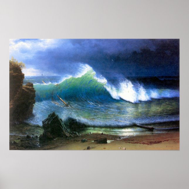 Póster Albert Bierstadt-La costa del mar Turquesa (Frente)