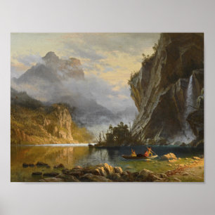 Póster Albert Bierstadt - Los indios hablan de pesca