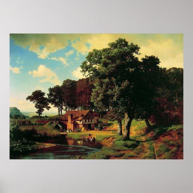 Póster Albert Bierstadt, Un Molino Rústico (Frente)